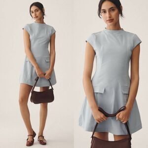 Anthropologie Maeve Cap-Sleeve Mock-Neck Mini Dress XS $148
